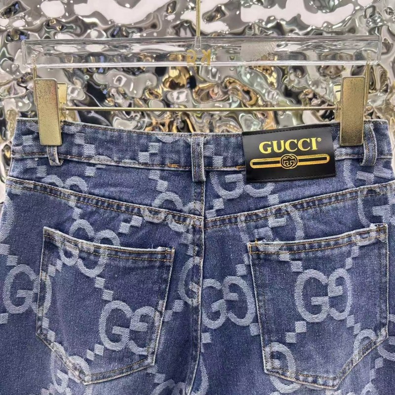 G*u*i logo jacquard straight jeans