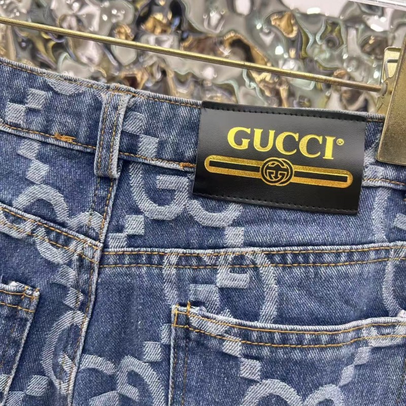 G*u*i logo jacquard straight jeans