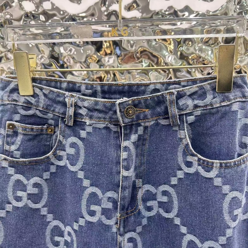 G*u*i logo jacquard straight jeans