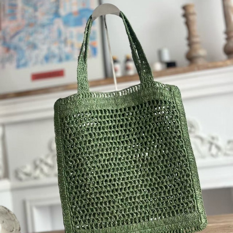 chloe spring and summer new style SUMMER BANANA dopamine color green pure handmade straw woven bag S