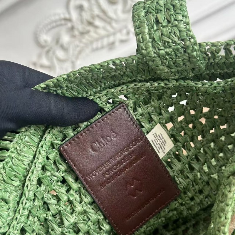chloe spring and summer new style SUMMER BANANA dopamine color green pure handmade straw woven bag S