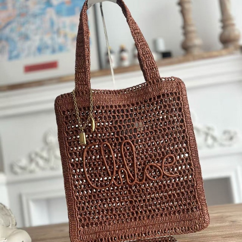 chloe spring and summer new style SUMMER BANANA dopamine color caramel color pure handmade straw wov