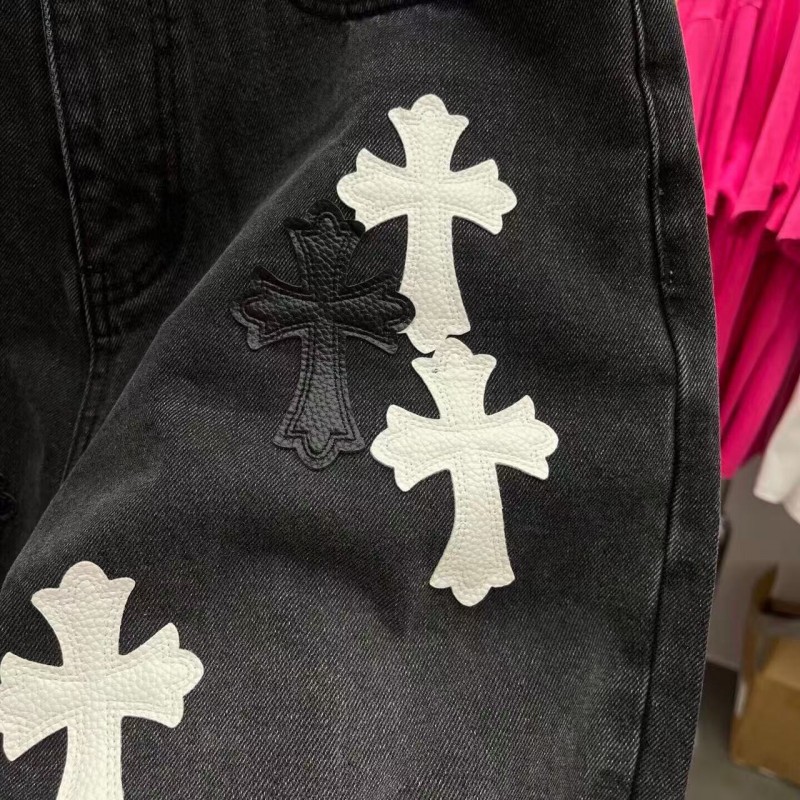 Ch**me He**ts Limited Edition Colorblock Washed Denim Shorts