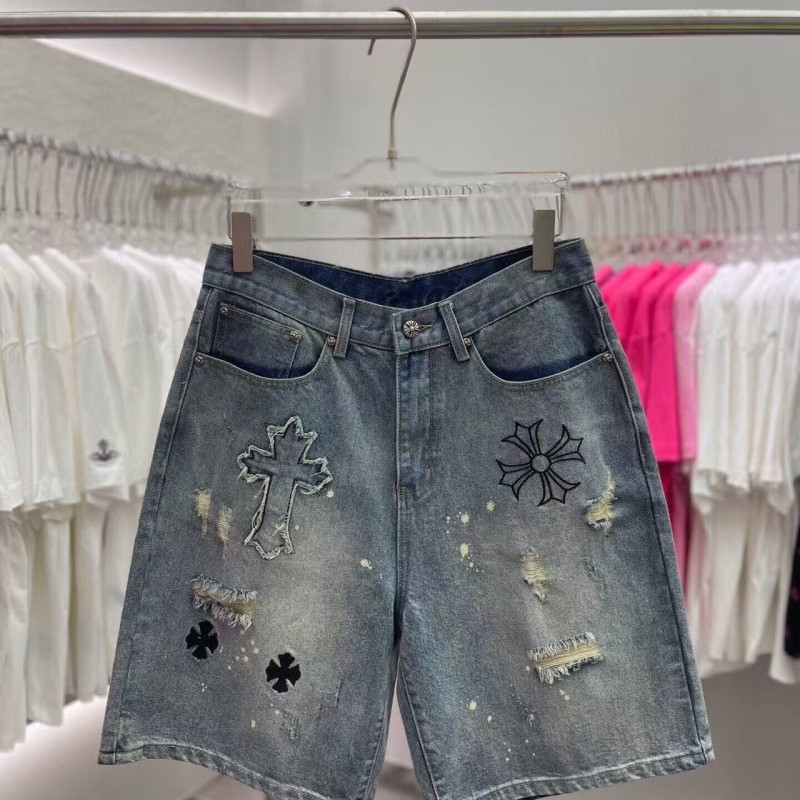 Ch**me He**ts Limited Edition Colorblock Washed Denim Shorts