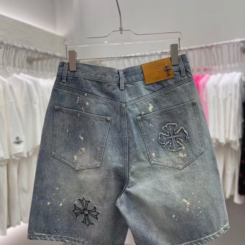 Ch**me He**ts Limited Edition Colorblock Washed Denim Shorts