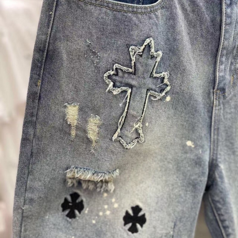 Ch**me He**ts Limited Edition Colorblock Washed Denim Shorts