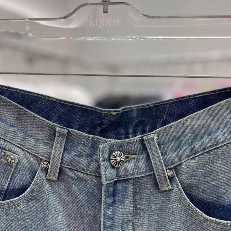 Ch**me He**ts Limited Edition Colorblock Washed Denim Shorts