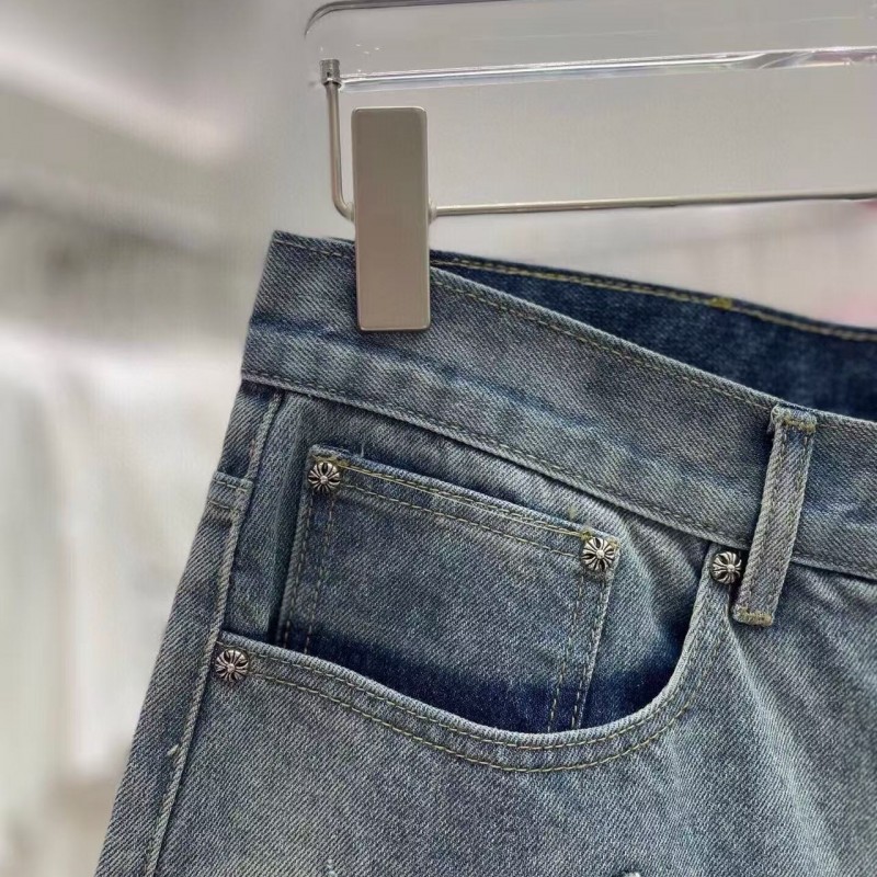 Ch**me He**ts Limited Edition Colorblock Washed Denim Shorts