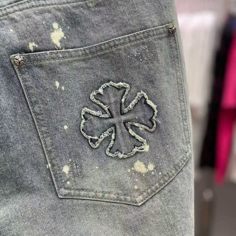 Ch**me He**ts Limited Edition Colorblock Washed Denim Shorts