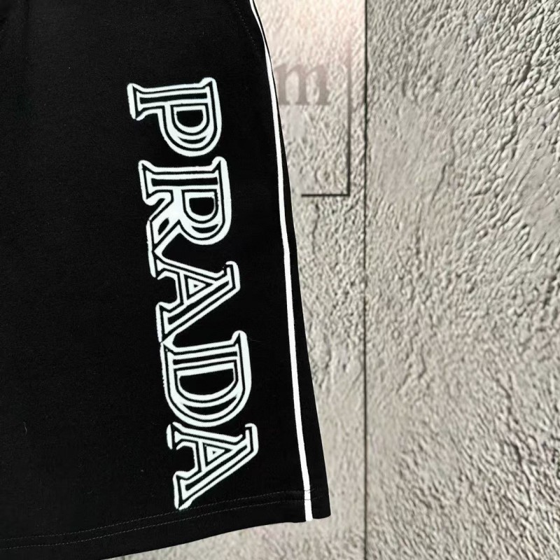 Pra*a boutique embroidered triangle logo shorts