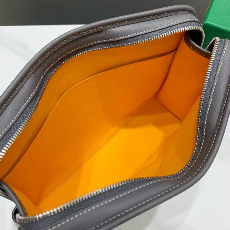 Go*ard imported cowhide with canvas large toilet bag, size: 30*23*8cm