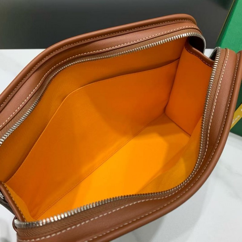 Go*ard imported cowhide with canvas large toilet bag, size: 30*23*8cm