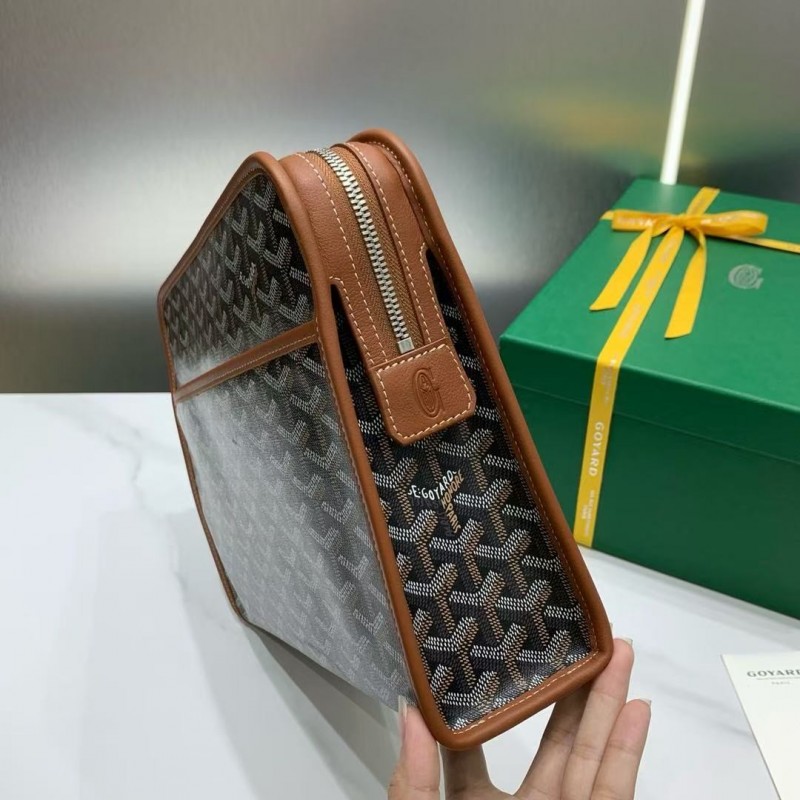 Go*ard imported cowhide with canvas large toilet bag, size: 30*23*8cm