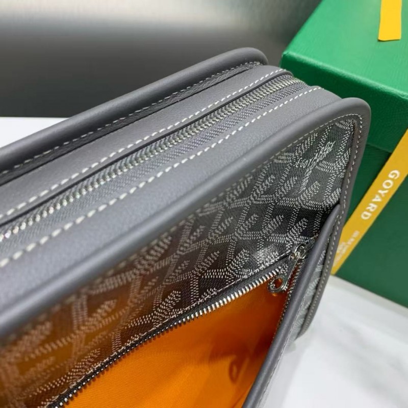 Go*ard imported cowhide with canvas small toilet bag, size: 25*18*7cm