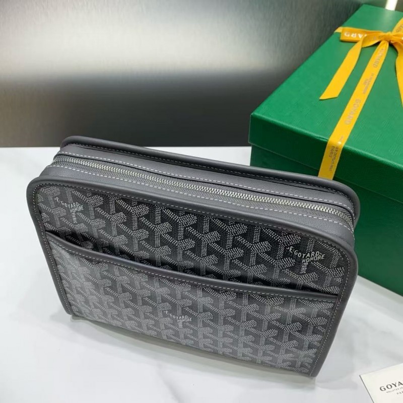 Go*ard imported cowhide with canvas small toilet bag, size: 25*18*7cm