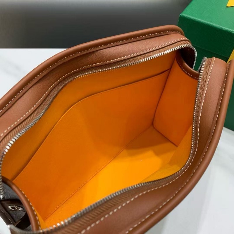 Go*ard imported cowhide with canvas small toilet bag, size: 25*18*7cm