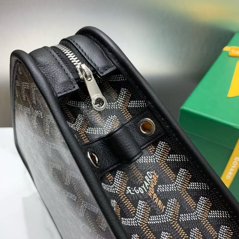 Go*ard imported cowhide with canvas small toilet bag, size: 25*18*7cm