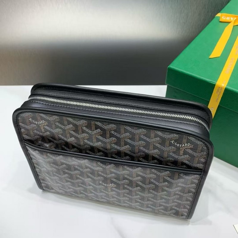 Go*ard imported cowhide with canvas small toilet bag, size: 25*18*7cm