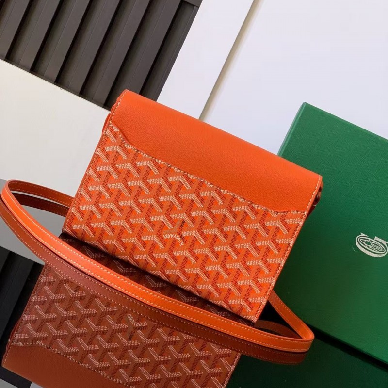 Go*ard imported cowhide with canvas one-shoulder crossbody bag, size: 21*16*4cm