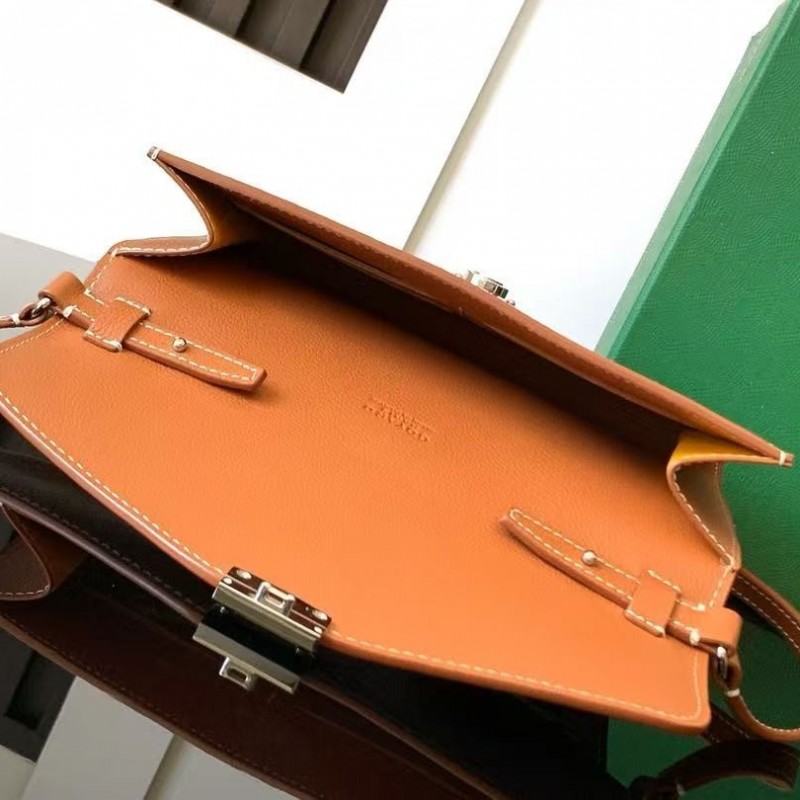 Go*ard imported cowhide with canvas one-shoulder crossbody bag, size: 21*16*4cm