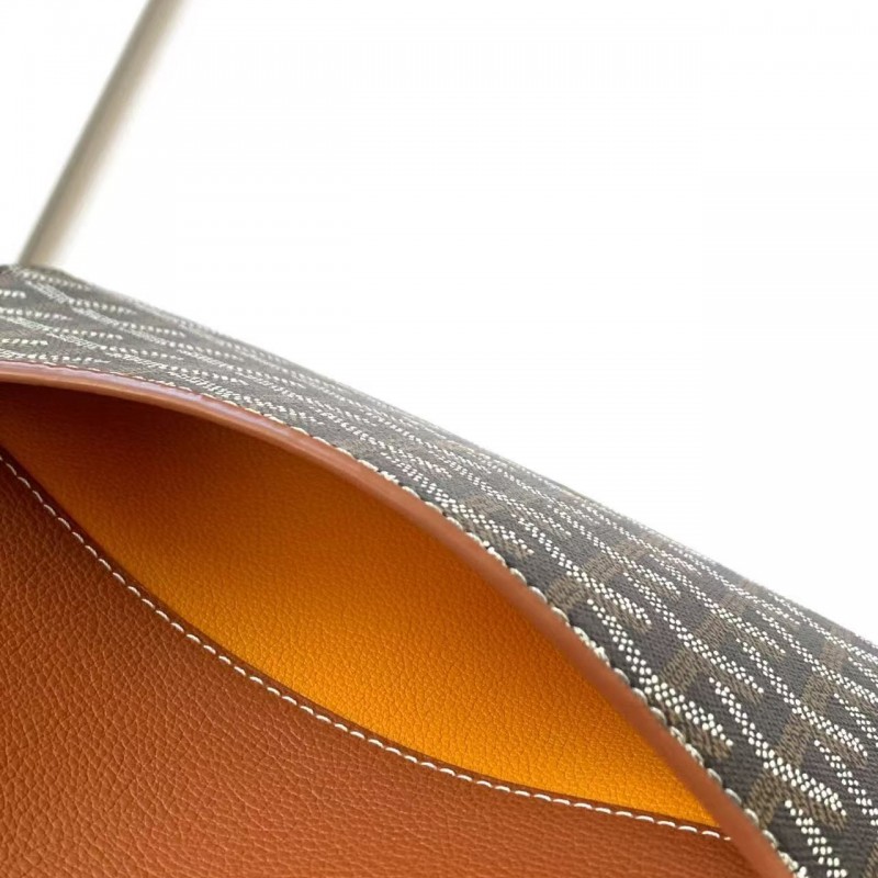 Go*ard imported cowhide with canvas one-shoulder crossbody bag, size: 21*16*4cm