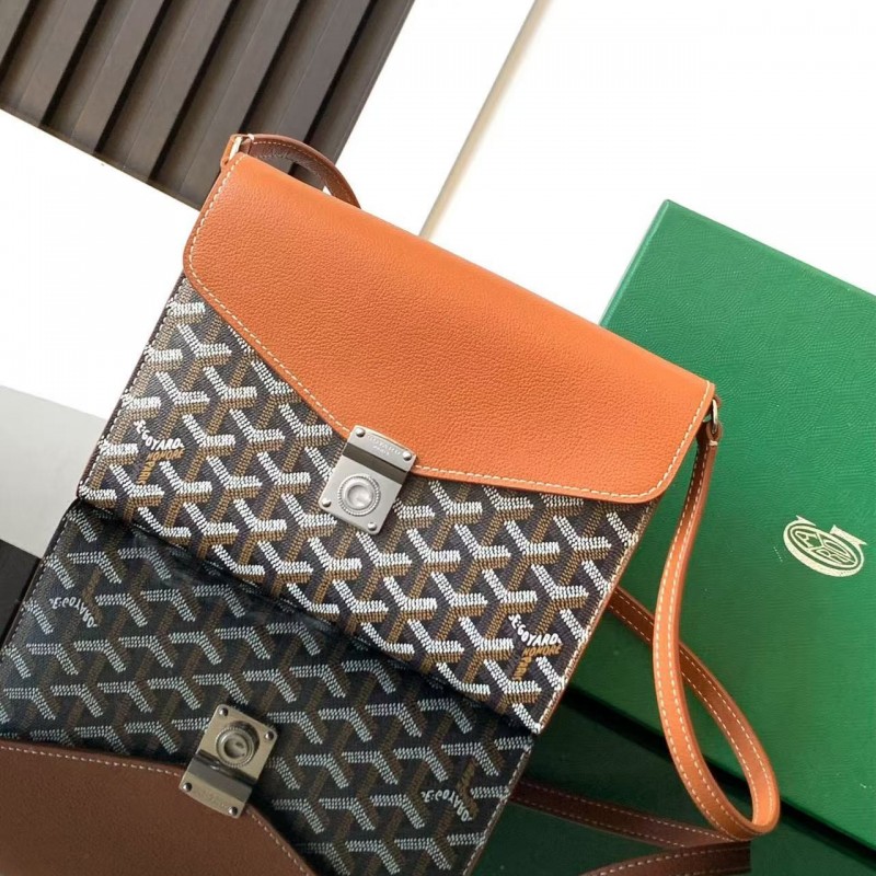 Go*ard imported cowhide with canvas one-shoulder crossbody bag, size: 21*16*4cm