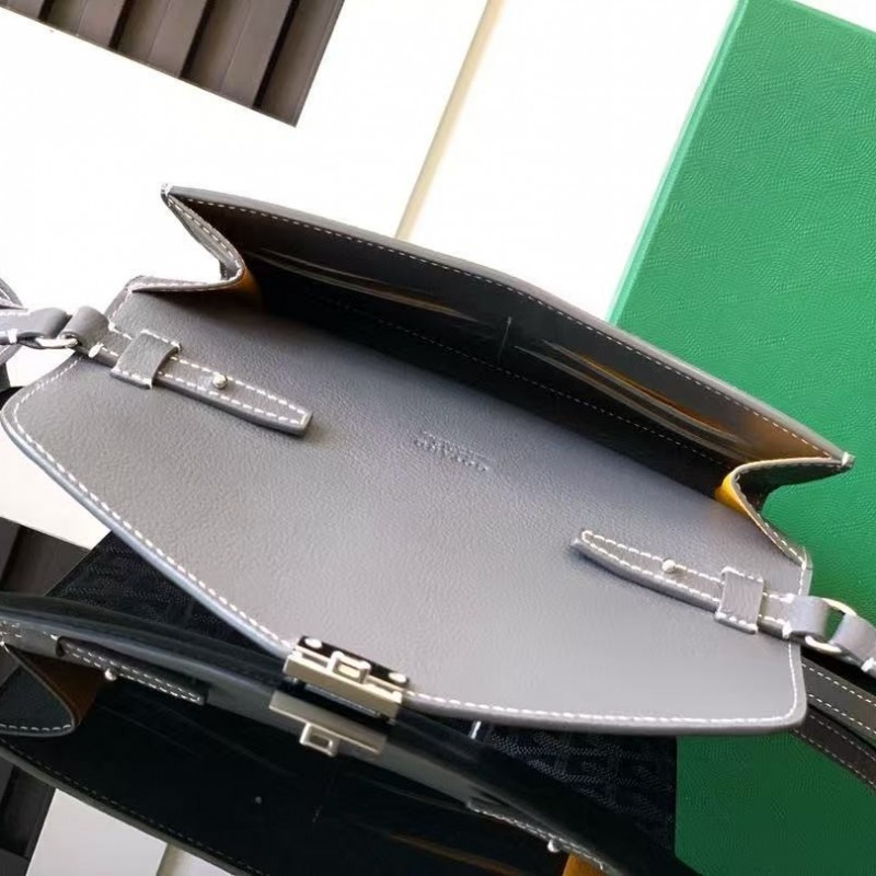 Go*ard imported cowhide with canvas one-shoulder crossbody bag, size: 21*16*4cm