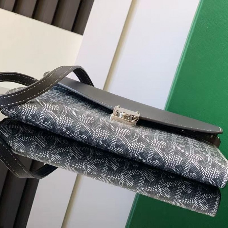 Go*ard imported cowhide with canvas one-shoulder crossbody bag, size: 21*16*4cm