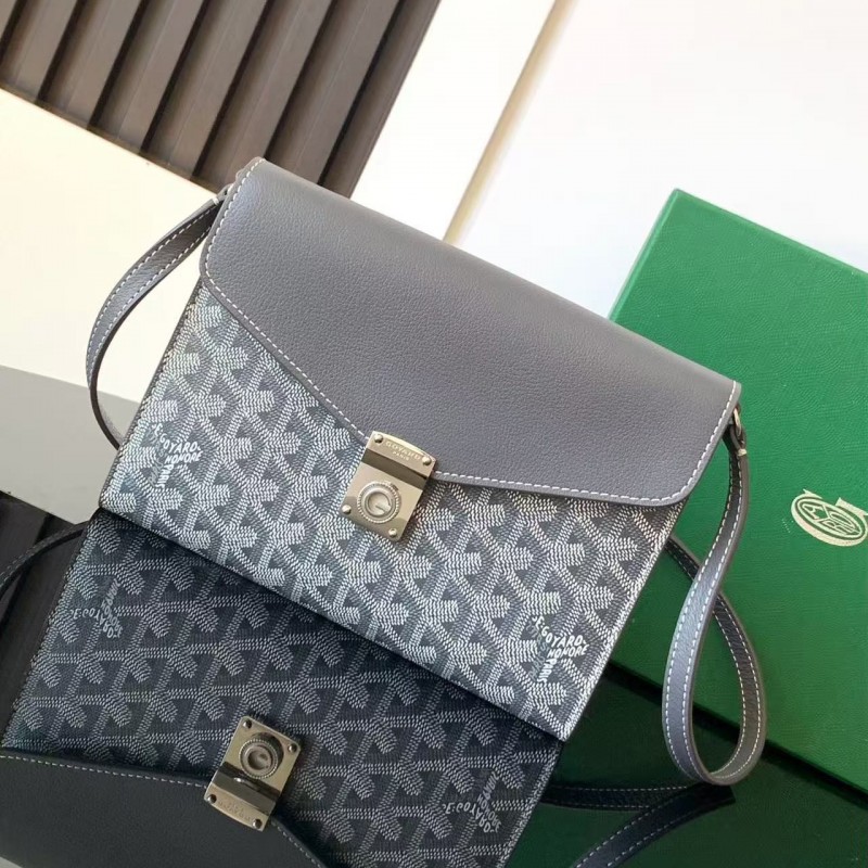 Go*ard imported cowhide with canvas one-shoulder crossbody bag, size: 21*16*4cm