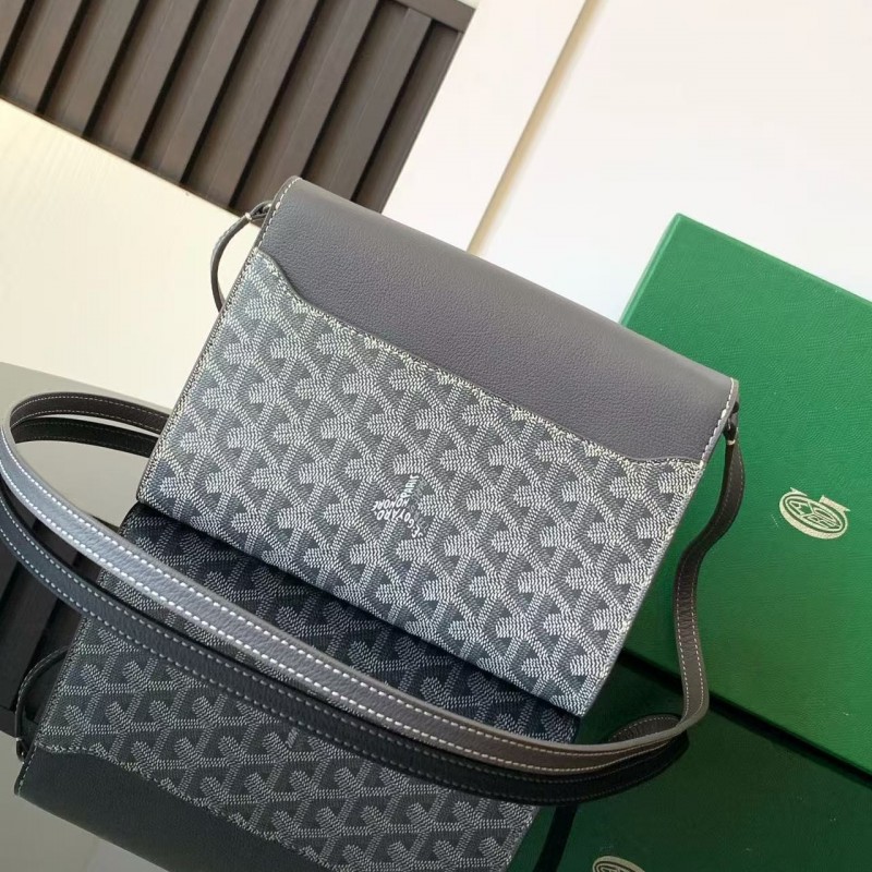 Go*ard imported cowhide with canvas one-shoulder crossbody bag, size: 21*16*4cm