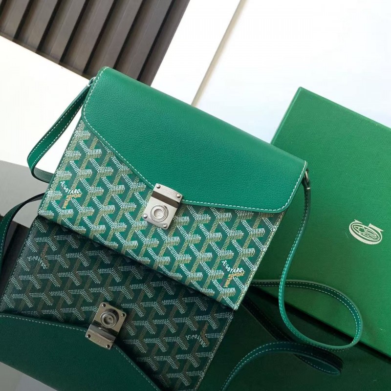 Go*ard imported cowhide with canvas one-shoulder crossbody bag, size: 21*16*4cm