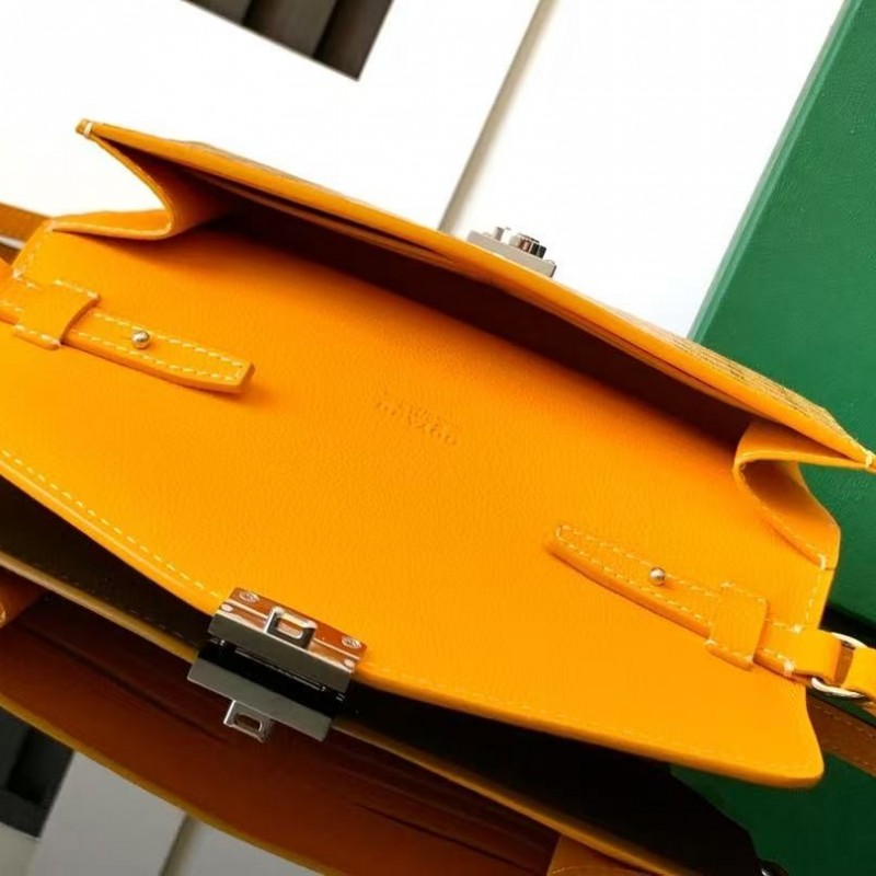 Go*ard imported cowhide with canvas one-shoulder crossbody bag, size: 21*16*4cm