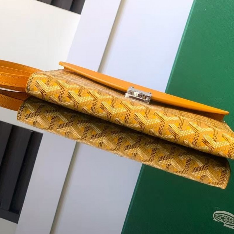 Go*ard imported cowhide with canvas one-shoulder crossbody bag, size: 21*16*4cm