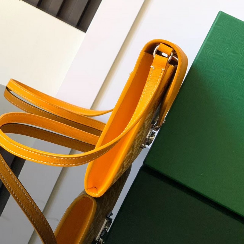 Go*ard imported cowhide with canvas one-shoulder crossbody bag, size: 21*16*4cm