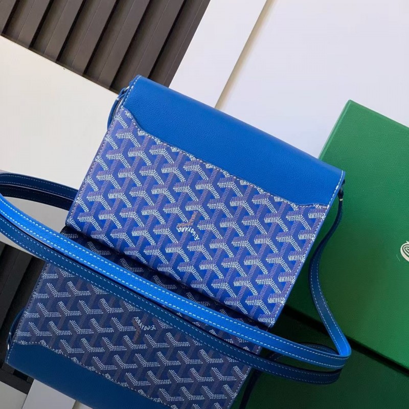 Go*ard imported cowhide with canvas one-shoulder crossbody bag, size: 21*16*4cm