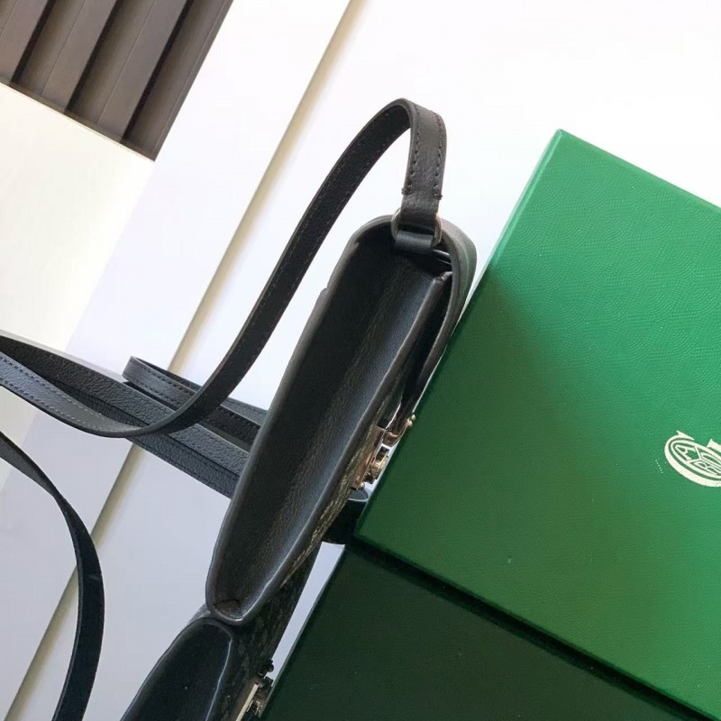 Go*ard imported cowhide with canvas one-shoulder crossbody bag, size: 21*16*4cm