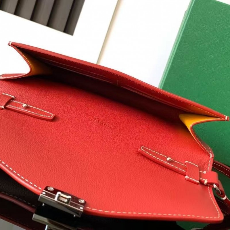 Go*ard imported cowhide with canvas one-shoulder crossbody bag, size: 21*16*4cm