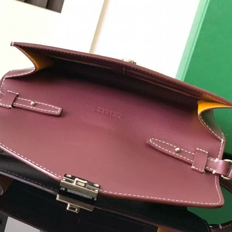 Go*ard imported cowhide with canvas one-shoulder crossbody bag, size: 21*16*4cm