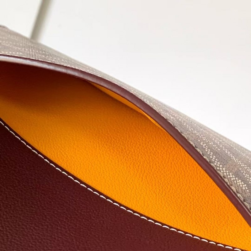 Go*ard imported cowhide with canvas one-shoulder crossbody bag, size: 21*16*4cm