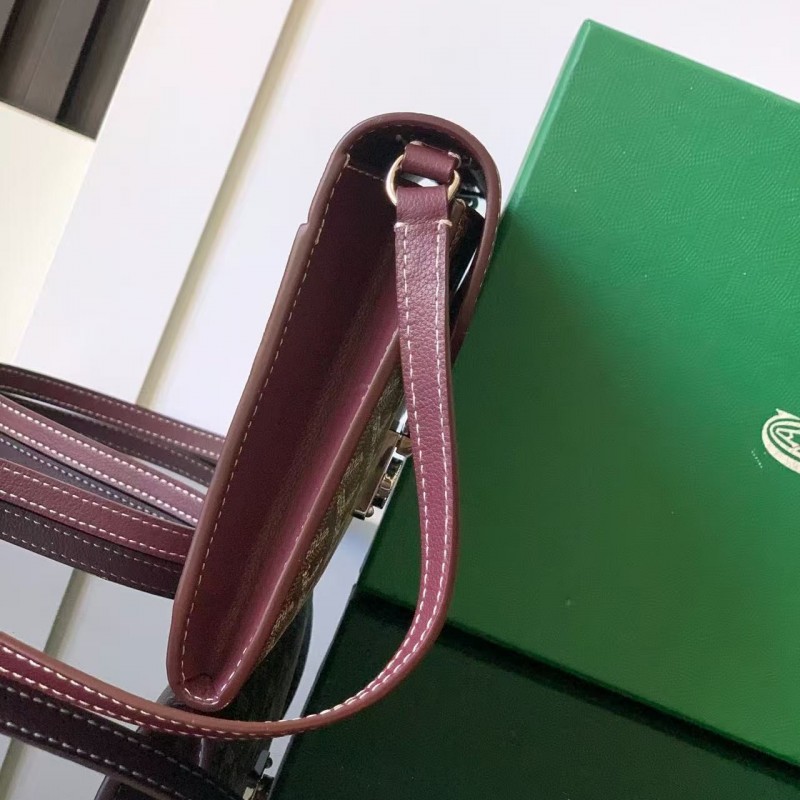 Go*ard imported cowhide with canvas one-shoulder crossbody bag, size: 21*16*4cm