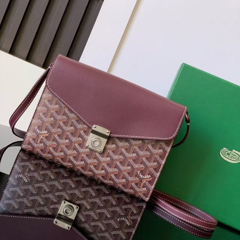 Go*ard imported cowhide with canvas one-shoulder crossbody bag, size: 21*16*4cm