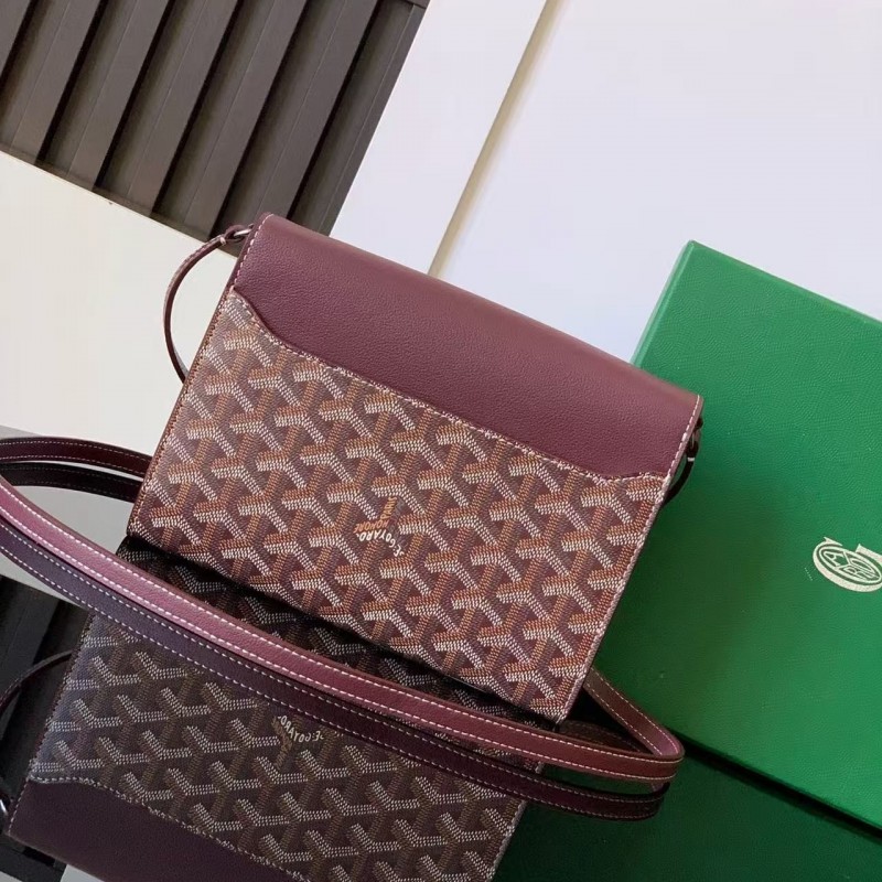 Go*ard imported cowhide with canvas one-shoulder crossbody bag, size: 21*16*4cm