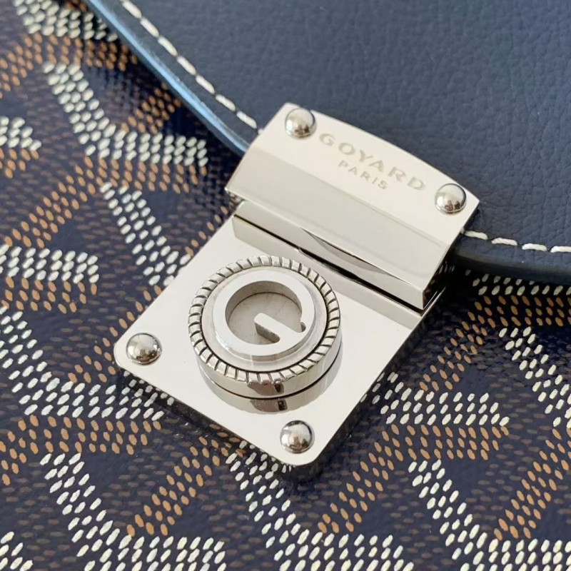 Go*ard imported cowhide with canvas one-shoulder crossbody bag, size: 21*16*4cm