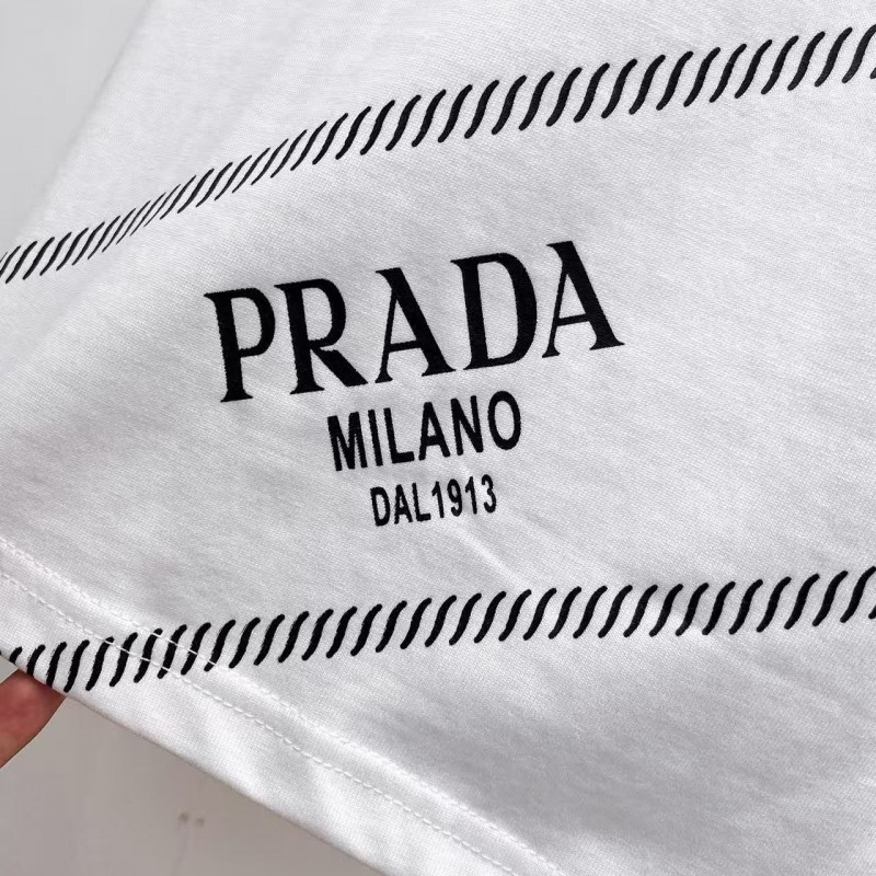 Pra*a 2025 new round neck T-shirt