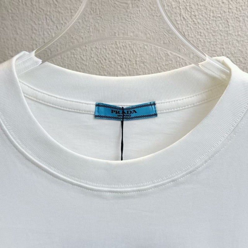 Pra*a 2025 new printed cotton T-shirt