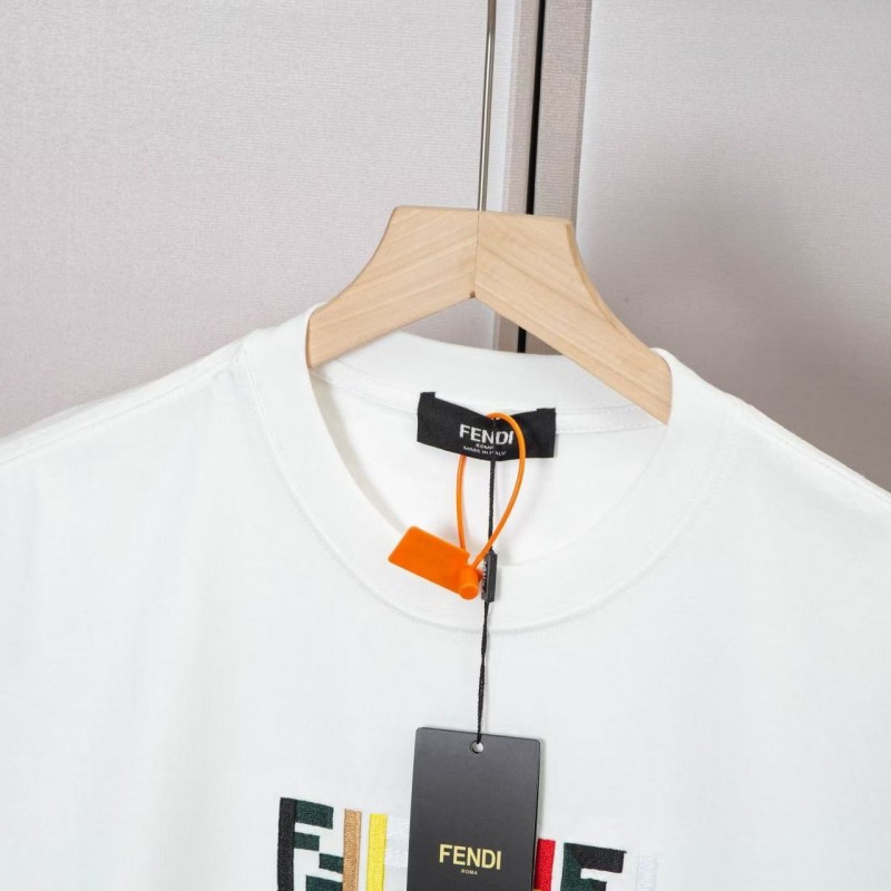 F**di 2025 Spring and Summer New Embroidered Casual Short Sleeves