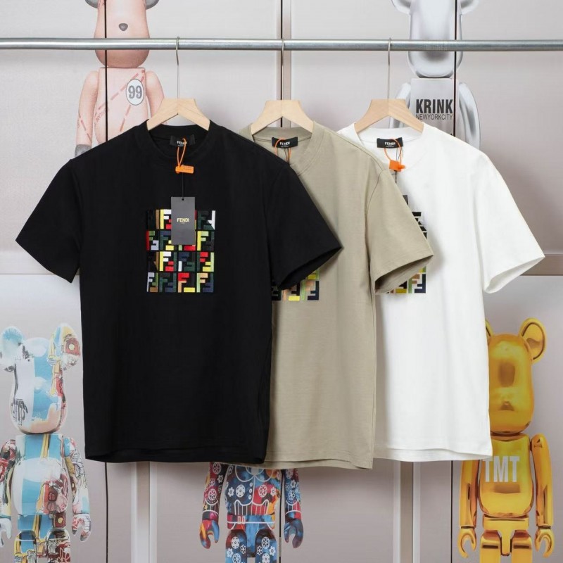 F**di 2025 Spring and Summer New Embroidered Casual Short Sleeves