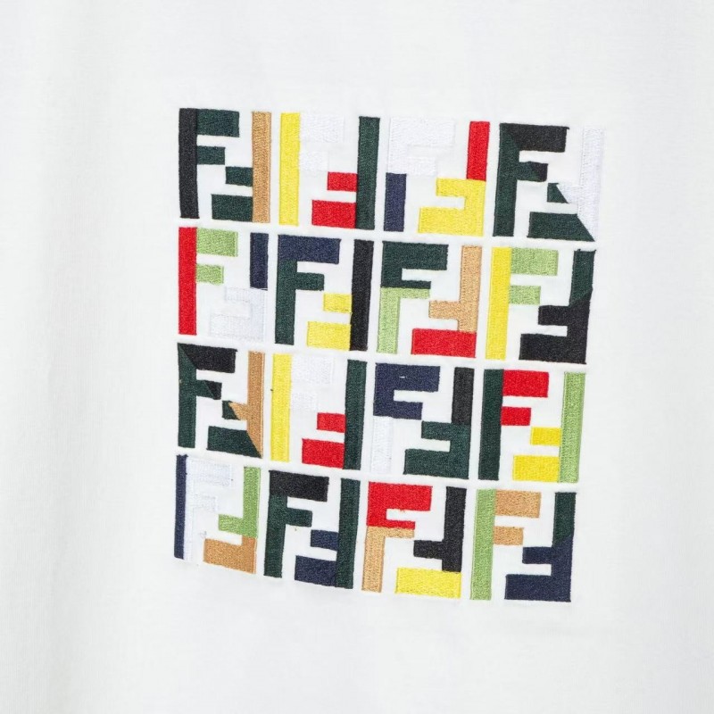 F**di 2025 Spring and Summer New Embroidered Casual Short Sleeves