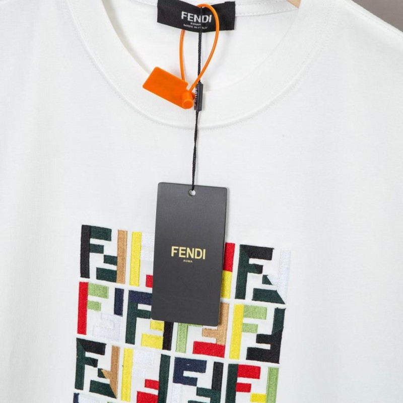 F**di 2025 Spring and Summer New Embroidered Casual Short Sleeves