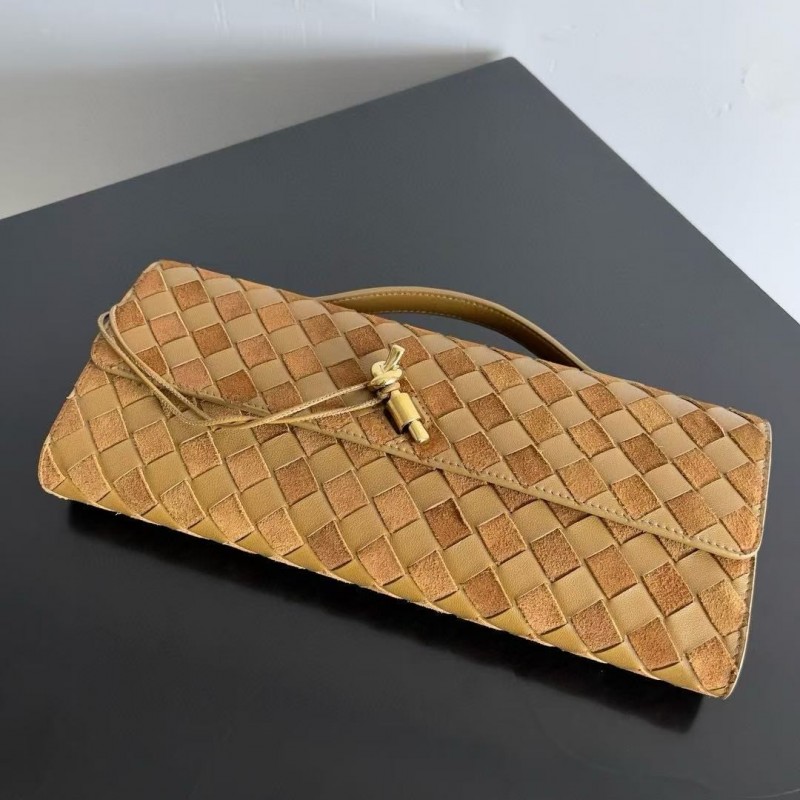BOTTECA Ve*ne*ta uses exquisite craftsmanship intreccio woven imported sheepskin evening clutch bag Si
